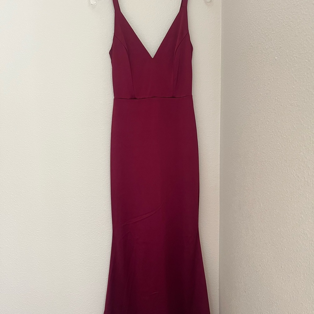 Burgundy wedding guest dress/cocktail dress.